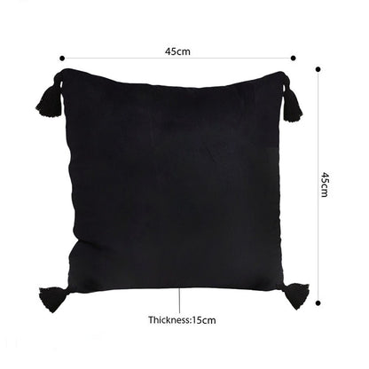 SOGA 2X Black Vintage Butterfly Pillow Tassel Velvet Square Throw Pillow • LUZ-FrenchCushion242X2
