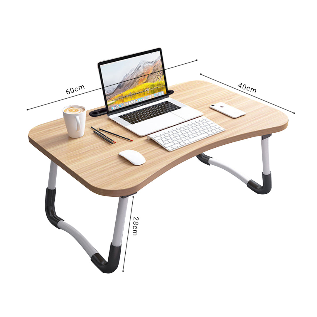 SOGA 2X Walnut Portable Bed Table Adjustable Foldable Bed Sofa Study Table Laptop Mini Desk with Notebook Stand Card Slot Holder Home Decor • LUZ-BedTableG42X2