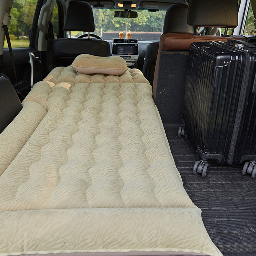 SOGA Beige Inflatable Car Boot Mattress Portable Camping Air Bed Travel Sleeping Essentials • LUZ-CarMat015