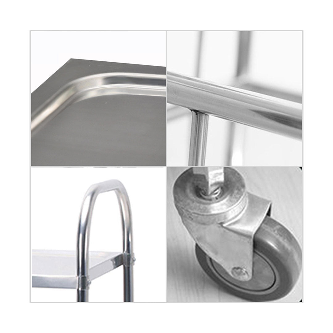 SOGA 2X 3 Tier 81x46x85cm Stainless Steel Kitchen Dinning Food Cart Trolley Utility Round Small • LUZ-FoodCart1102X2