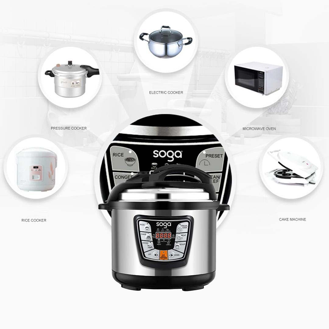 SOGA 2X Stainless Steel Electric Pressure Cooker 10L Nonstick 1600W • LUZ-ElectricPressureCooker10LX2