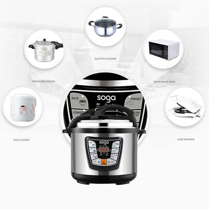 SOGA 2X Stainless Steel Electric Pressure Cooker 10L Nonstick 1600W • LUZ-ElectricPressureCooker10LX2