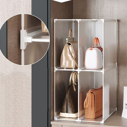 SOGA 2 Tier Multifunctional PP Plastic Bag Box Portable Cubby DIY Storage Shelves Stackable Handbag Purse Organiser • LUZ-BagBox005