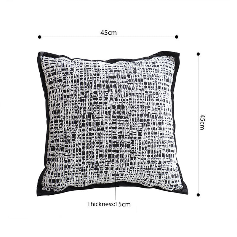 SOGA 2X 45cm Vintage Leopard Print Sofa Black & White Grid Wide Edge Square Throw Pillow • LUZ-FrenchCushion251X2