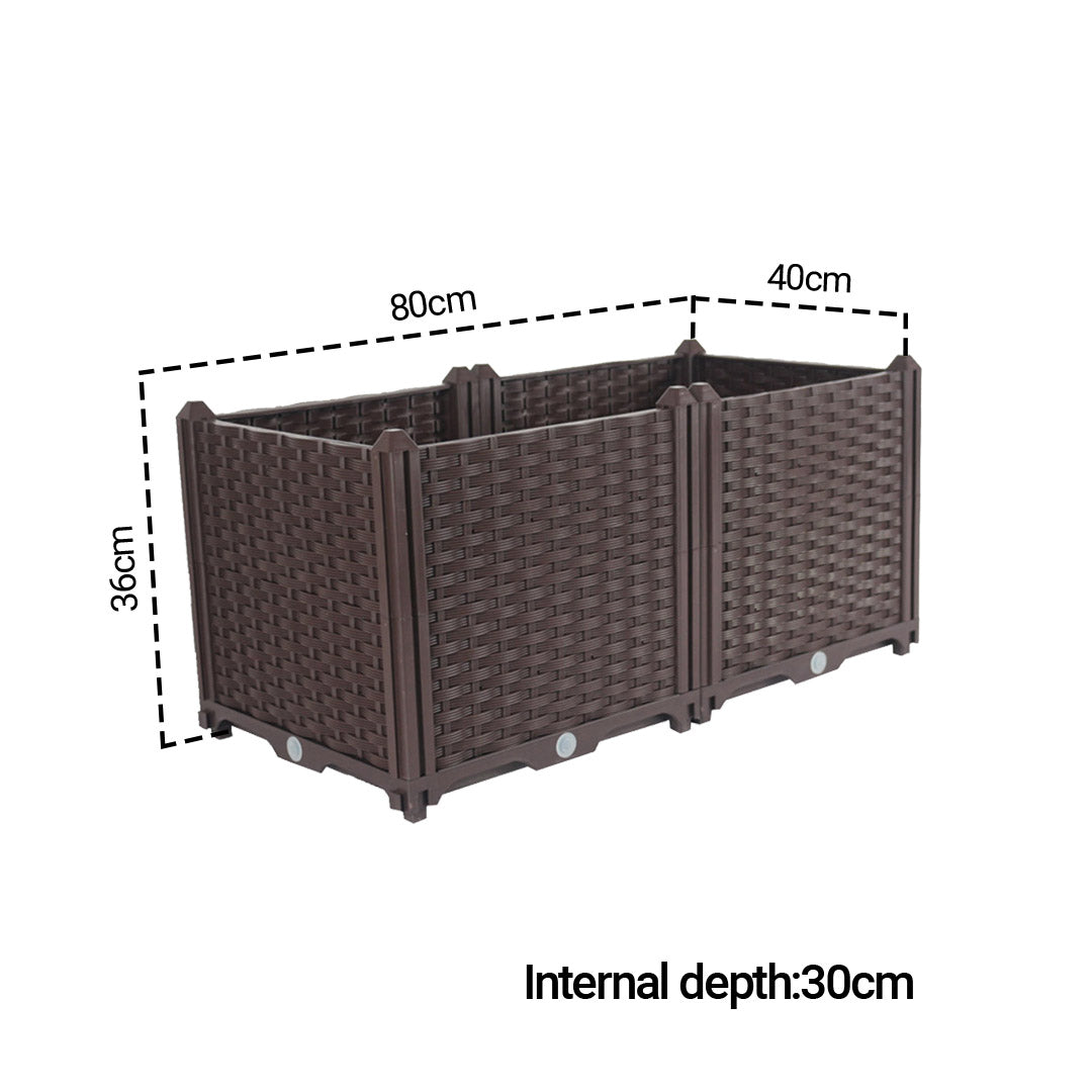 SOGA 2X 80cm Raised Planter Box Vegetable Herb Flower Outdoor Plastic Plants Garden Bed Deepen • LUZ-PlantBox2BX2