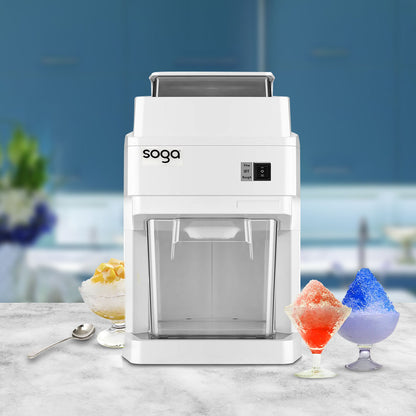 SOGA 2X 300 Watts Electric Ice Shaver Crusher Slicer Snow Cone Maker Commercial Tabletop Machine 120kgs/h White • LUZ-CommercialElectricIceShaver288X2