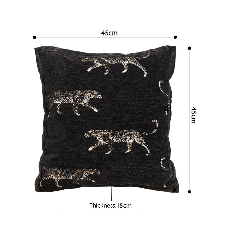 SOGA 45cm Light Luxury Vintage Leopard Print Square Black Throw Pillow • LUZ-FrenchCushion253