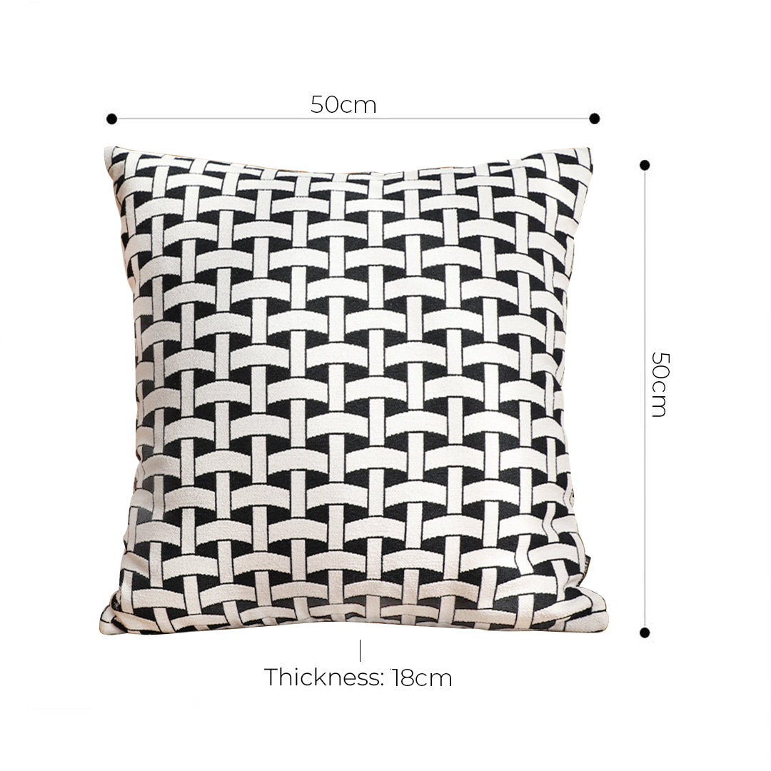 SOGA 50cm Black & White Pattern Throw Pillow Thick Comfort Pro Polyester Fiber Cotton for Home Decor • LUZ-FrenchCushion340