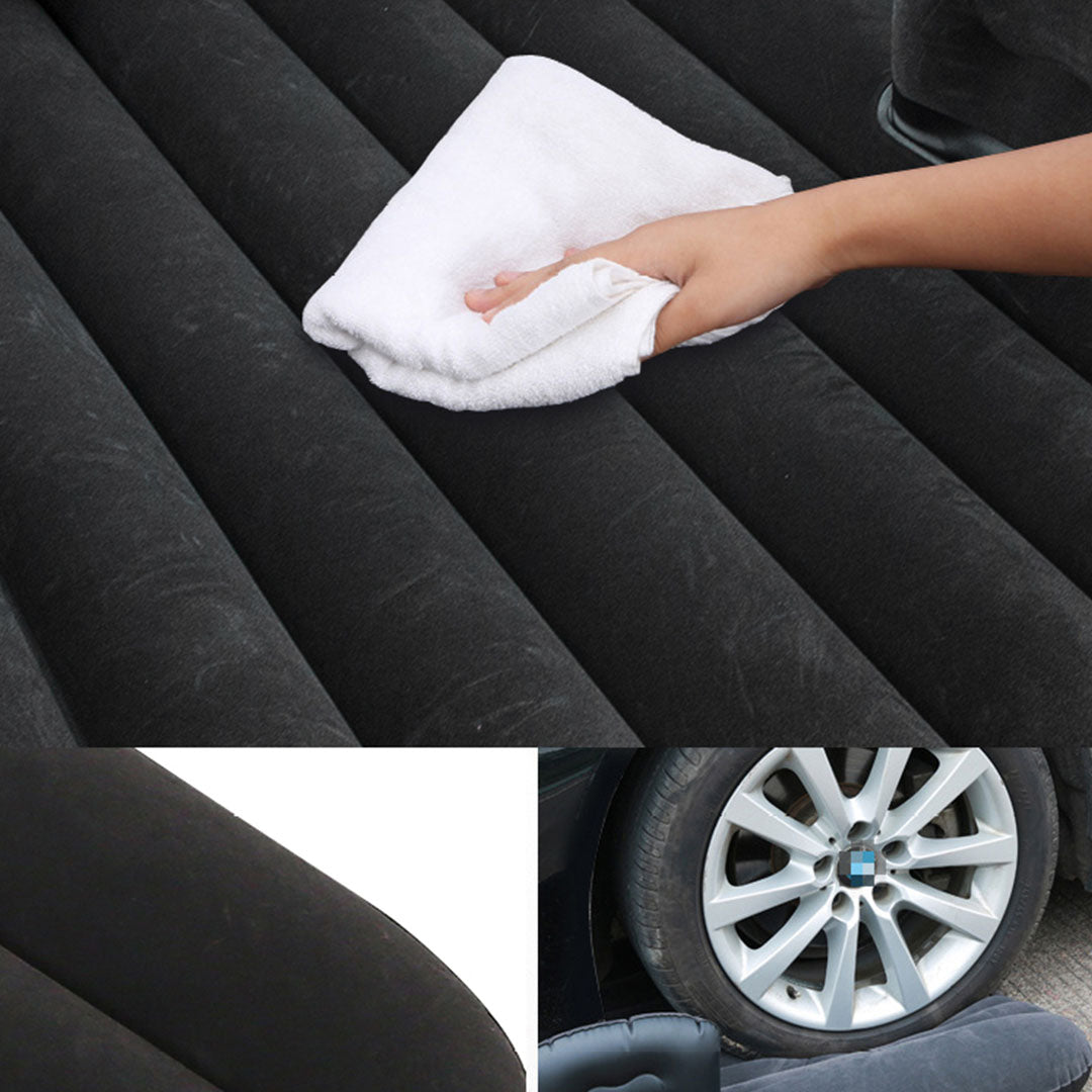SOGA 2X Black Stripe Inflatable Car Mattress Portable Camping Rest Air Bed Travel Compact Sleeping Kit Essentials • LUZ-CarMat001X2