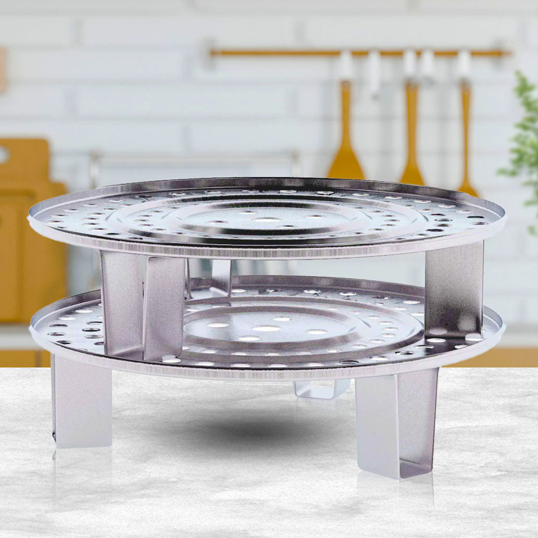 SOGA 21L Stainless Steel Stock Pot with Two Steamer Rack Insert Stockpot Tray • LUZ-StockPot30CM-2XRack28CM