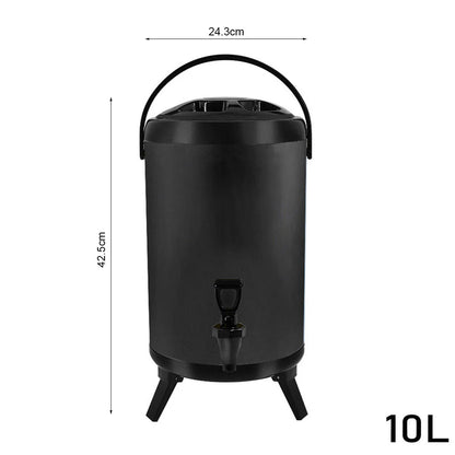 SOGA 4X 10L Stainless Steel Insulated Milk Tea Barrel Hot and Cold Beverage Dispenser Container with Faucet Black • LUZ-VICDispenser10LBLKX4