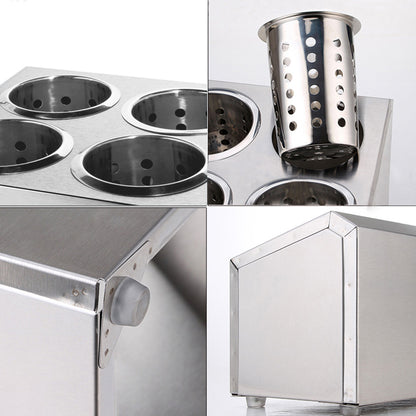 SOGA 18/10 Stainless Steel Commercial Conical Utensils Square Cutlery Holder with 4 Holes • LUZ-CutleryHolder4604
