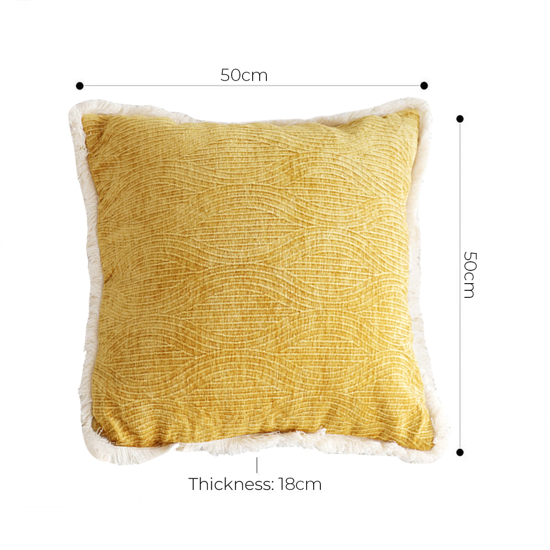 SOGA 2X 50cm Throw Pillow Turmeric Yellow Aesthetic Chenille Texture for Home Decor • LUZ-FrenchCushion313X2