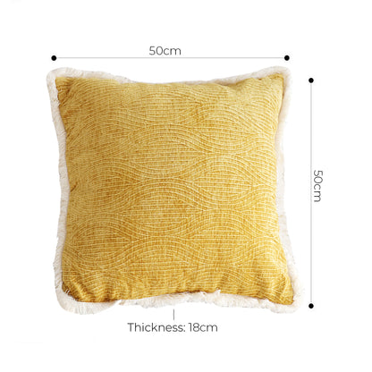 SOGA 2X 50cm Throw Pillow Turmeric Yellow Aesthetic Chenille Texture for Home Decor • LUZ-FrenchCushion313X2