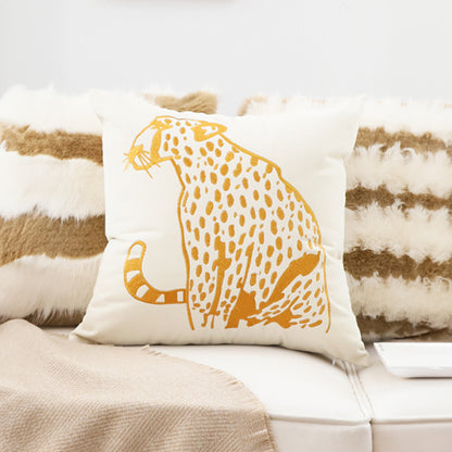 SOGA 45cm Throw Pillow White Light Luxury with Golden Leopard Design Decorative Square Cushion Home Decor • LUZ-FrenchCushion276