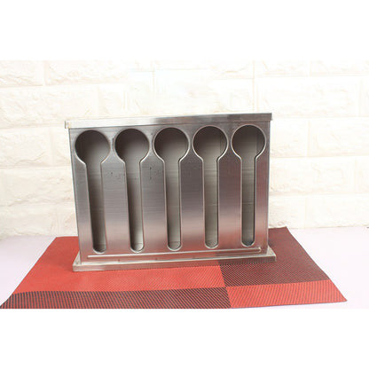 SOGA 2X Stainless Steel Buffet Restaurant Spoon Utensil Holder Storage Rack 5 Holes • LUZ-CutleryHolder4632X2