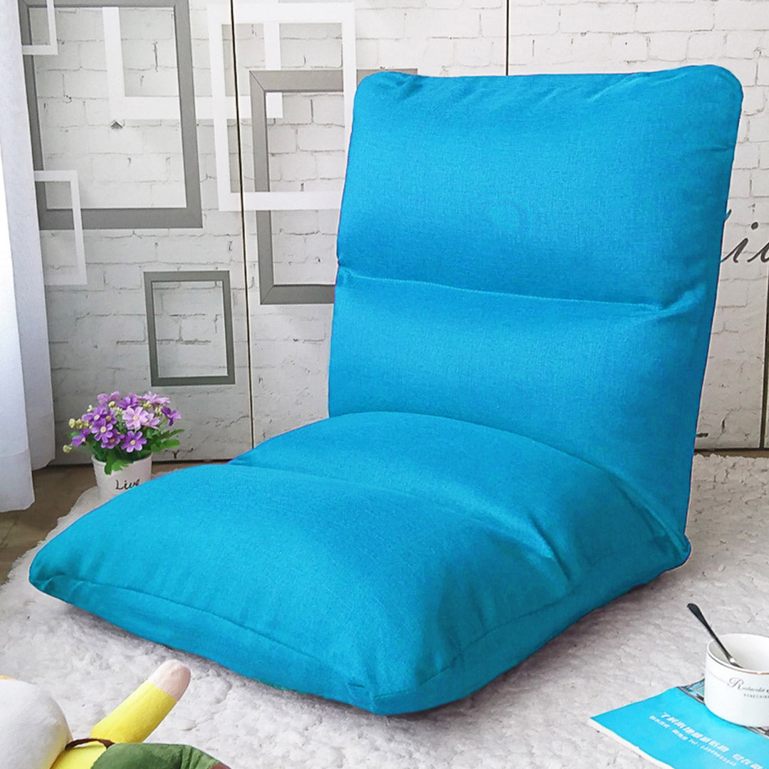 SOGA 2X Lounge Floor Recliner Adjustable Lazy Sofa Bed Folding Game Chair Blue • LUZ-LoungeFabricBlueX2