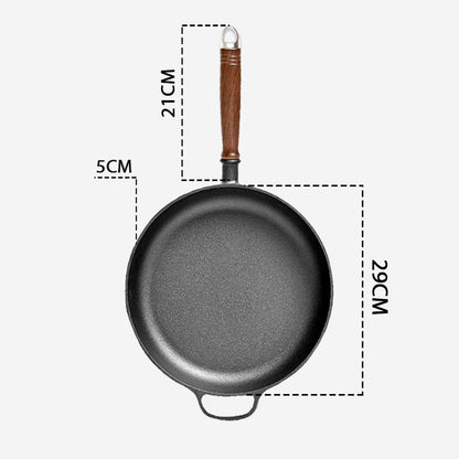 SOGA 29cm Round Cast Iron Frying Pan Skillet Steak Sizzle Platter with Helper Handle • LUZ-ZPaiC5