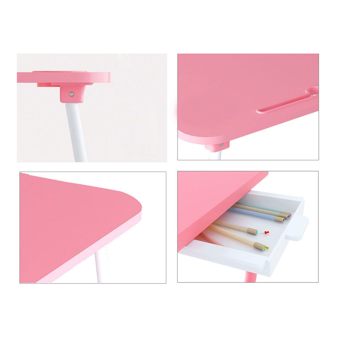 SOGA 2X Pink Portable Bed Table Adjustable Foldable Bed Sofa Study Table Laptop Mini Desk with Notebook Stand Card Slot Holder Home Decor • LUZ-BedTableG44X2