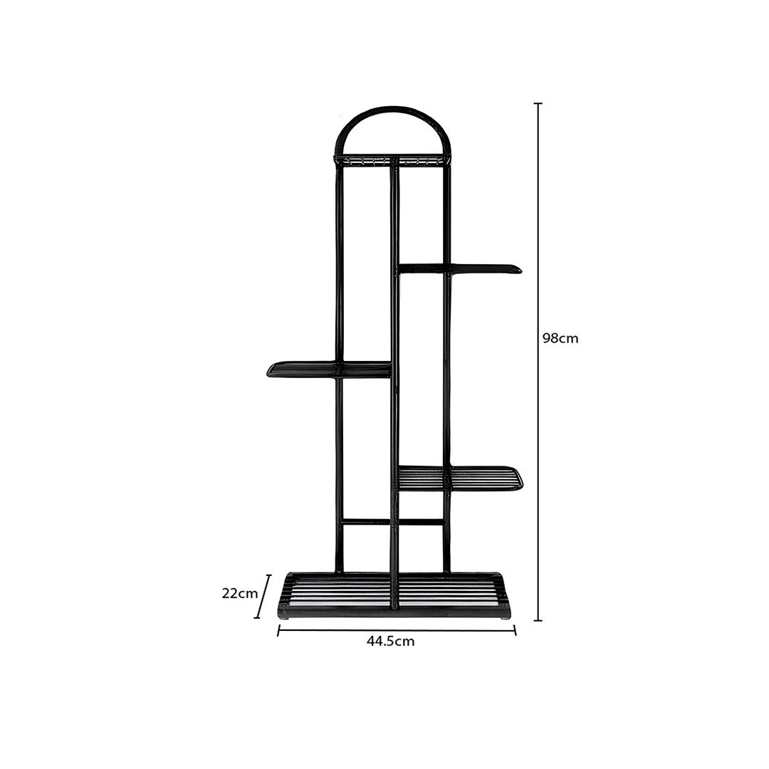 SOGA 5 Tier 6 Pots Black Metal Plant Stand Flowerpot Display Shelf Rack Indoor Home Office Decor • LUZ-FPotH03