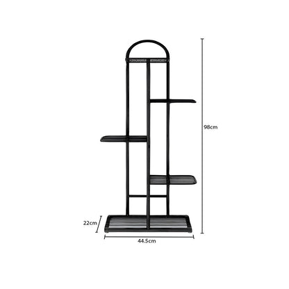SOGA 5 Tier 6 Pots Black Metal Plant Stand Flowerpot Display Shelf Rack Indoor Home Office Decor • LUZ-FPotH03