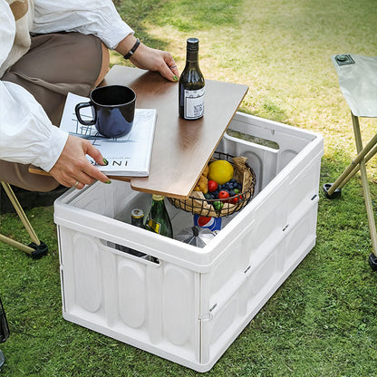 SOGA 42x28.5cm 30L White Car & Camping Foldable Storage Box Crate Stackable Container No Handle • LUZ-StorageBox3702