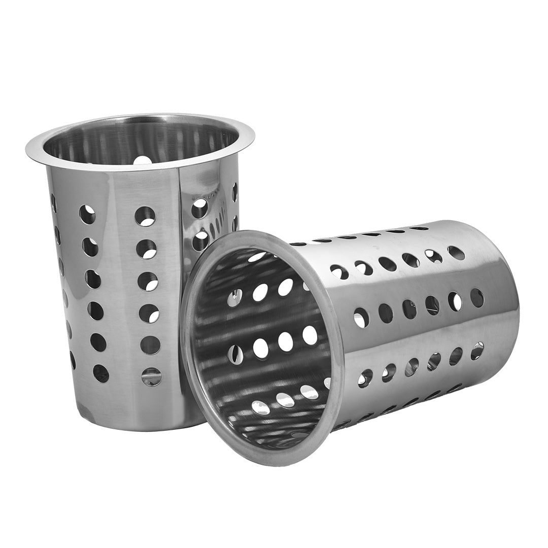 SOGA 2X 18/10 Stainless Steel Commercial Conical Utensils Cutlery Holder with 6 Holes • LUZ-CutleryHolder4605X2