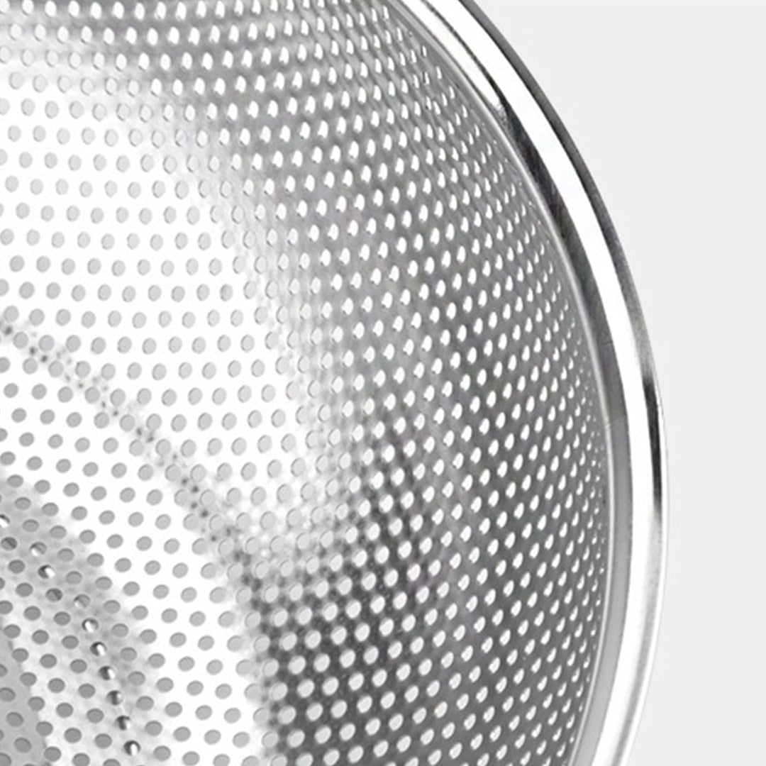 SOGA Stainless Steel Perforated Metal Colander Set Food Strainer Basket Mesh Net Bowl with 2 Handle • LUZ-ColanderBowlSet