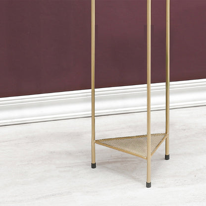 SOGA 4X 2 Layer 65cm Gold Metal Plant Stand with Blue Flower Pot Holder Corner Shelving Rack Indoor Display • LUZ-FPotH65BLUX4