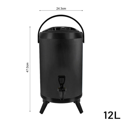 SOGA 4X 12L Stainless Steel Insulated Milk Tea Barrel Hot and Cold Beverage Dispenser Container with Faucet Black • LUZ-VICDispenser12LBLKX4