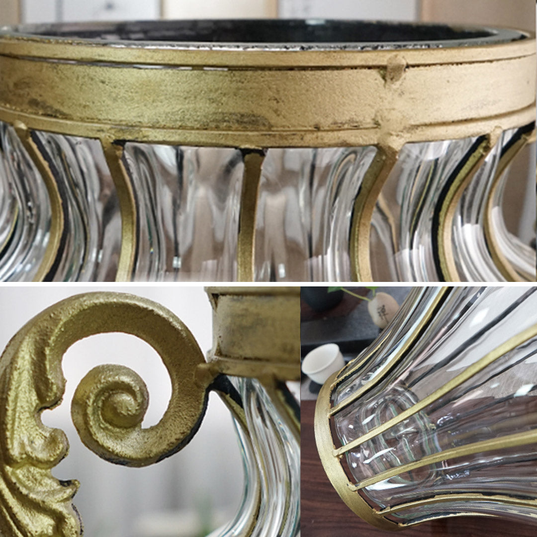 SOGA Clear European Glass Home Decor Flower Vase with Two Metal Handle • LUZ-HO-VaseYG8054Clear