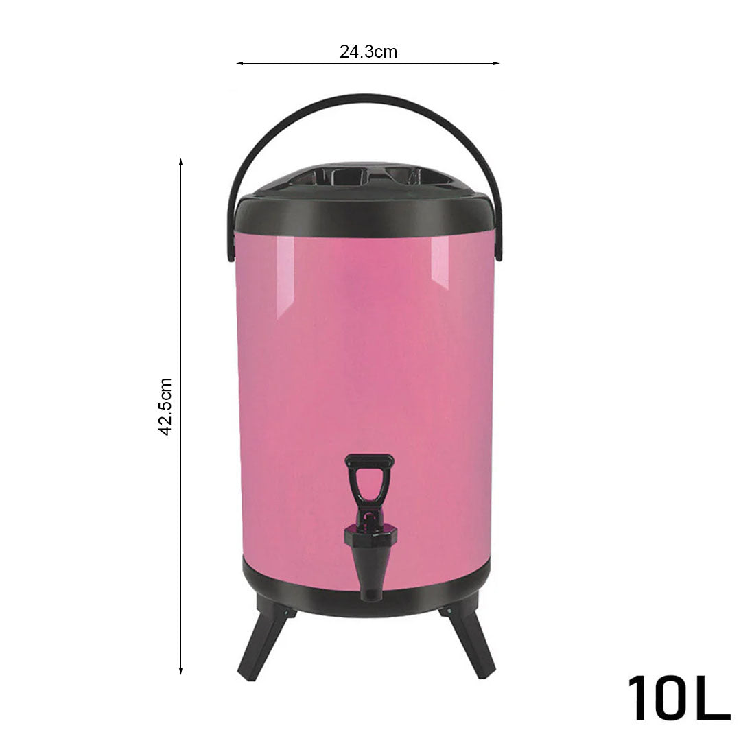 SOGA 10L Stainless Steel Insulated Milk Tea Barrel Hot and Cold Beverage Dispenser Container with Faucet Pink • LUZ-VICDispenser10LPNK