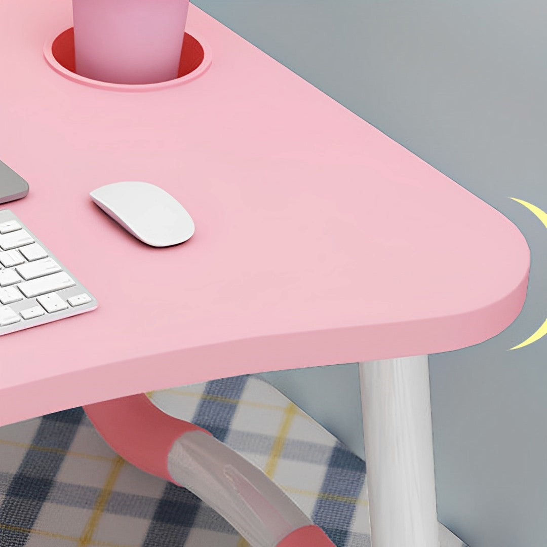 SOGA Pink Portable Bed Table Adjustable Folding Mini Desk Notebook Stand Card Slot Holder with Cup-Holder Home Decor • LUZ-BedTableH302