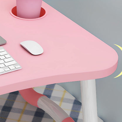 SOGA Pink Portable Bed Table Adjustable Folding Mini Desk Notebook Stand Card Slot Holder with Cup-Holder Home Decor • LUZ-BedTableH302