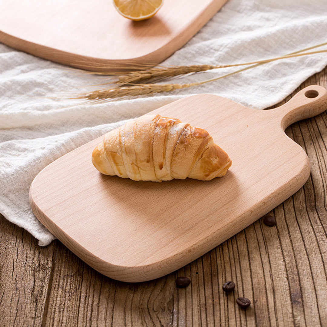 SOGA 2X 33cm Brown Rectangle Wooden Serving Tray Chopping Board Paddle with Handle Home Decor • LUZ-WodF602X2