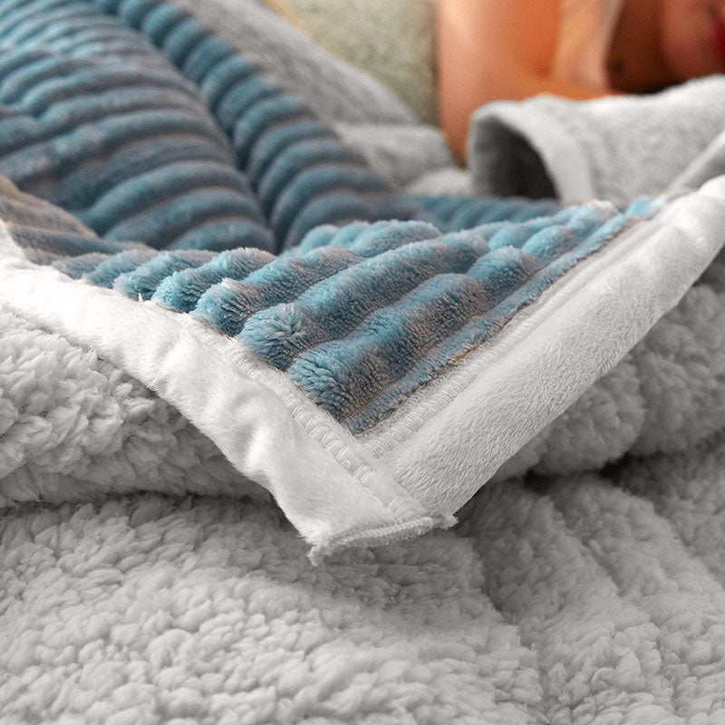 SOGA Blue Throw Blanket Warm Cozy Double Sided Thick Flannel Coverlet Fleece Bed Sofa Comforter • LUZ-Blanket308