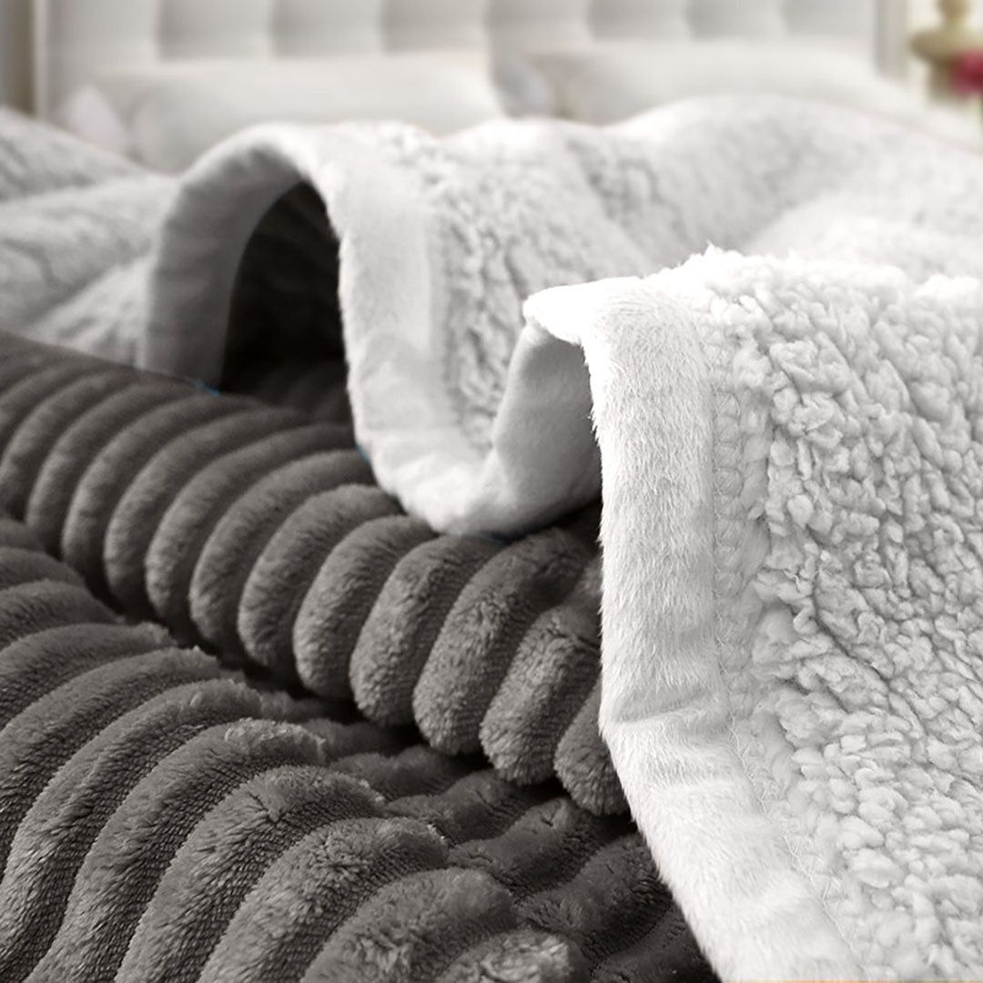 SOGA 2X Grey Throw Blanket Warm Cozy Double Sided Thick Flannel Coverlet Fleece Bed Sofa Comforter • LUZ-Blanket306X2