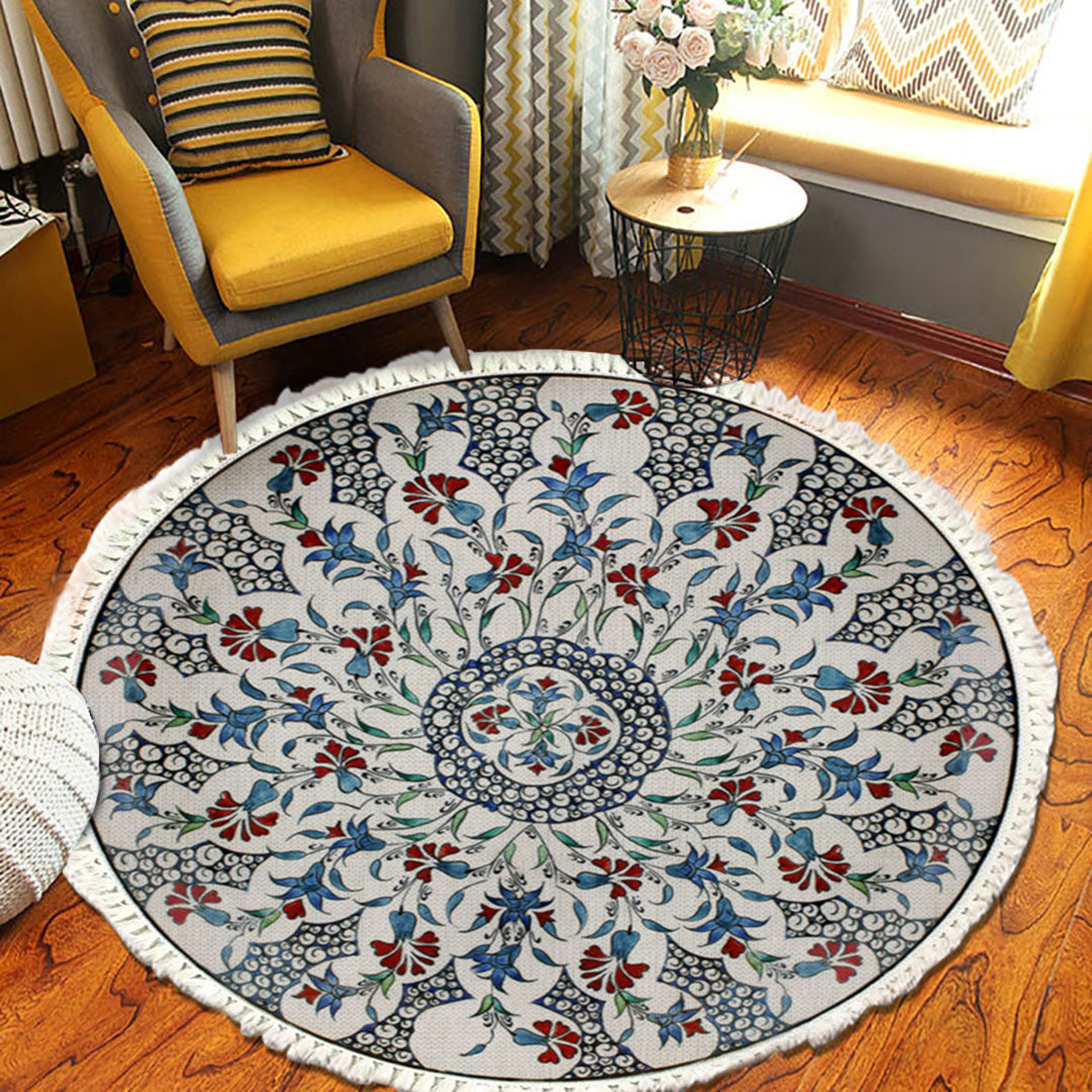 SOGA 120cm Mandala Area Rug for Living Room Lounge, Bedroom, Anti-slip Doormat, Home Decor • LUZ-CarpetXLS11Lge
