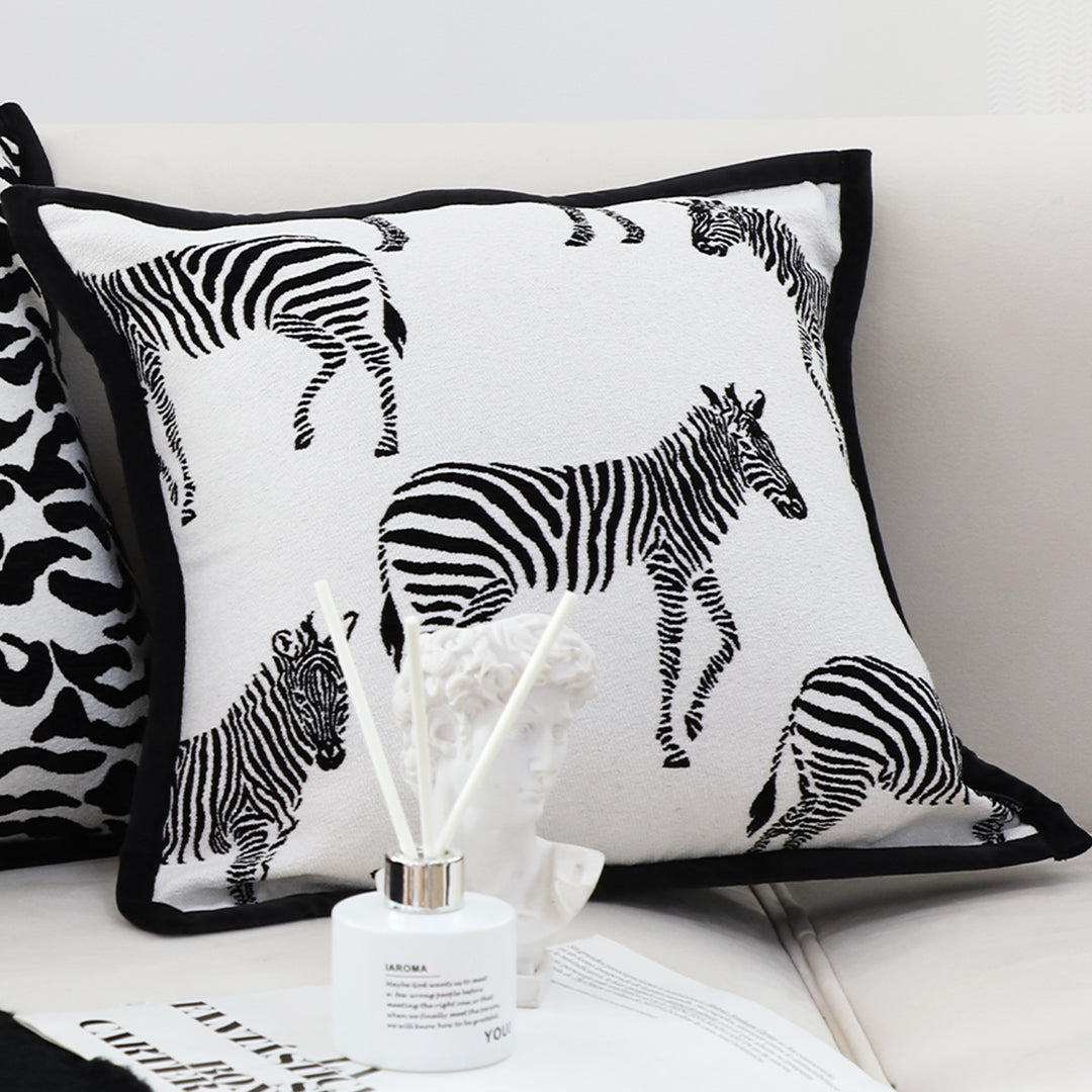 SOGA 45cm Black and White Light  Luxury Zebra Cushion Decorative Square Pillow Living Room LUZ-FrenchCushion289