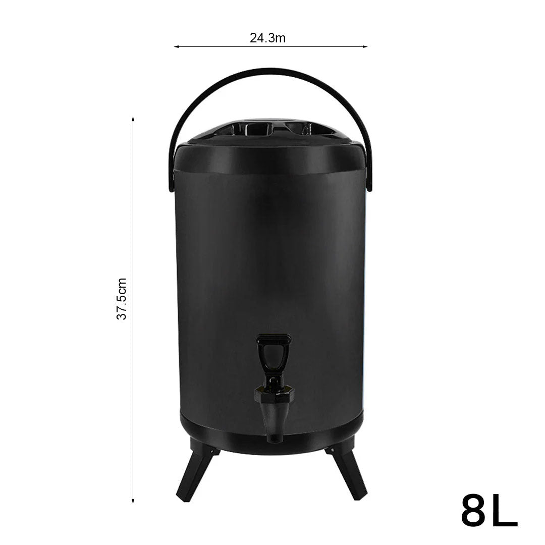 SOGA 8L Stainless Steel Insulated Milk Tea Barrel Hot and Cold Beverage Dispenser Container with Faucet Black • LUZ-VICDispenser8LBLK