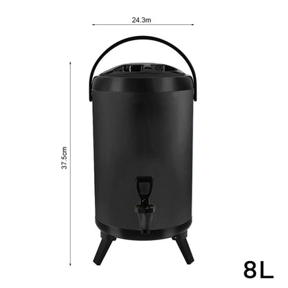 SOGA 8L Stainless Steel Insulated Milk Tea Barrel Hot and Cold Beverage Dispenser Container with Faucet Black • LUZ-VICDispenser8LBLK