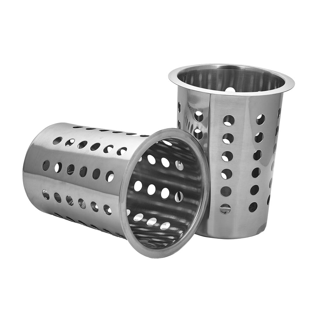 SOGA 2X 18/10 Stainless Steel Commercial Conical Utensils Cutlery Holder with 5 Holes • LUZ-CutleryHolder4603X2
