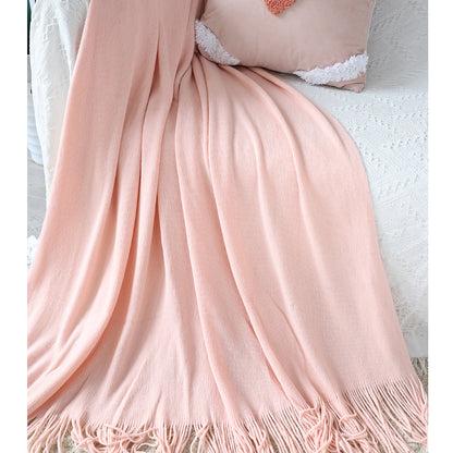 SOGA 2X Pink Acrylic Knitted Throw Blanket Solid Fringed Warm Cozy Woven Cover Couch Bed Sofa Home Decor • LUZ-Blanket915X2
