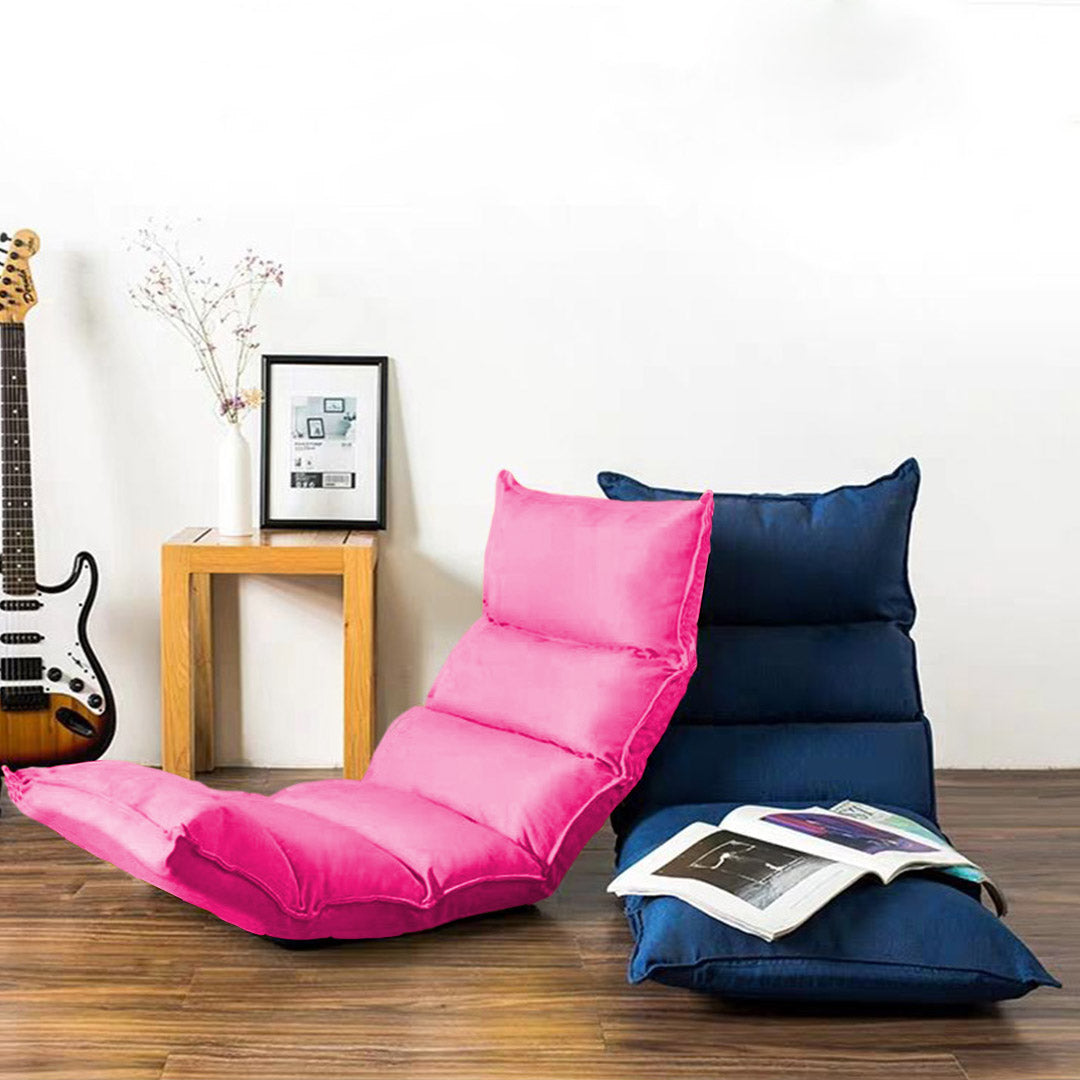 SOGA Foldable Tatami Floor Sofa Bed Meditation Lounge Chair Recliner Lazy Couch Pink • LUZ-LoungeLeatherPink