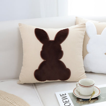 SOGA 45cm Throw Pillow Light Tan Square Cushion with Soft Coffee Bunny Design Decorative Home Decor LUZ-FrenchCushion281