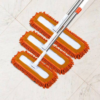 SOGA 50x12  Orange Microfiber Flat Mop Floor Cleaning Pads Rotating Dust Remover • LUZ-MopHead50cm