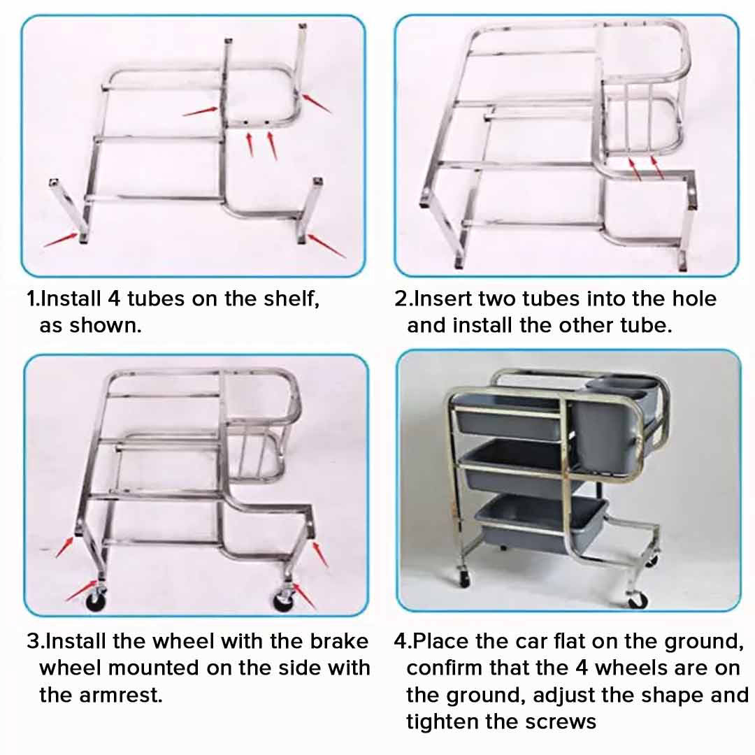 SOGA 2X 3 Tier Food Trolley Food Waste Cart Five Buckets Kitchen Food Utility 80x43x89cm Round • LUZ-FoodCart1212X2