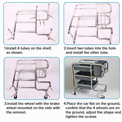 SOGA 2X 3 Tier Food Trolley Food Waste Cart Five Buckets Kitchen Food Utility 80x43x89cm Round • LUZ-FoodCart1212X2