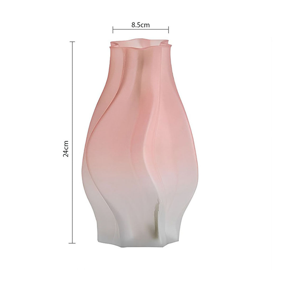 SOGA 25cm Pink Glass Vase Art Blown Hand Flower Tall Vintage Art Vases • LUZ-GVasePNK25