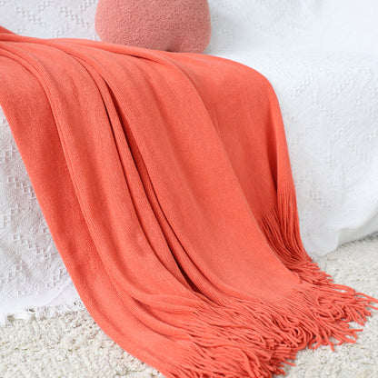 SOGA Orange Acrylic Knitted Throw Blanket Solid Fringed Warm Cozy Woven Cover Couch Bed Sofa Home Decor • LUZ-Blanket911